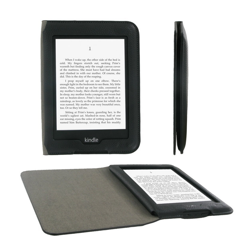 rooCASE UltraSlim (Black) Vegan Leather Folio Case for Amazon Kindle
