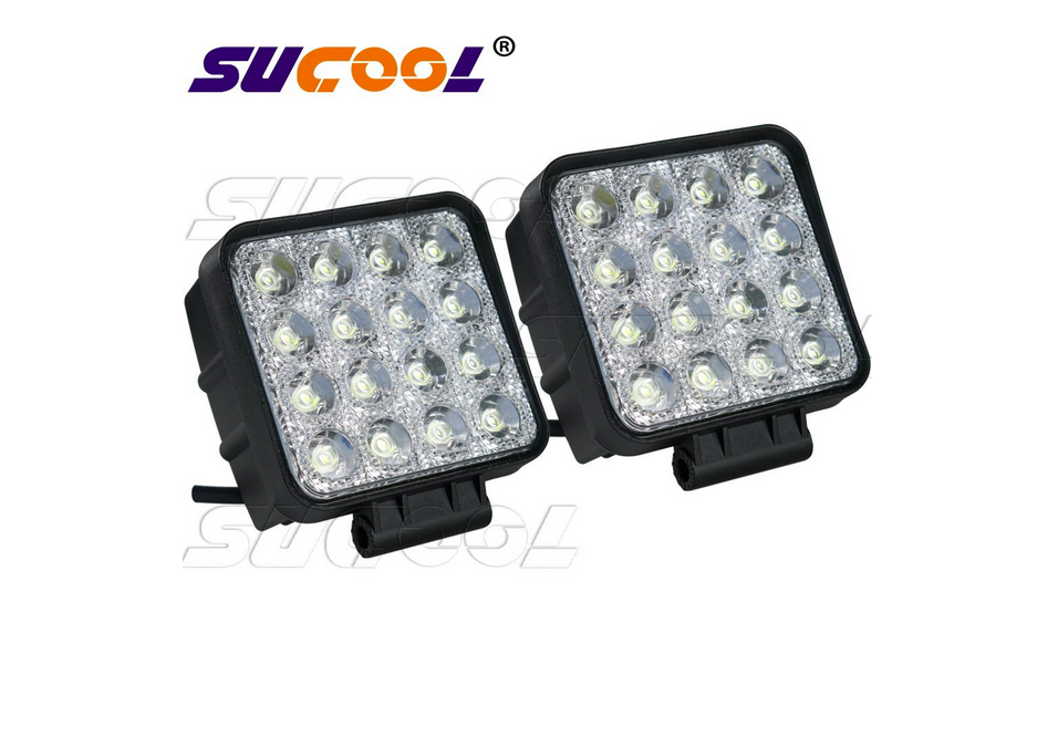 Sucool 2pcs 4 Inch Square 48w Led Work Light Off Road Flood Light ...